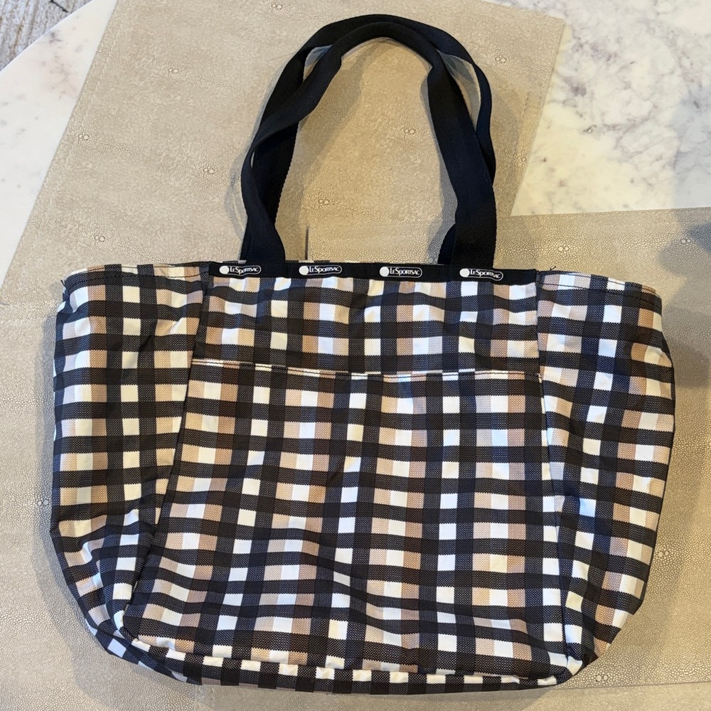Lesportsac Black and Brown Checkered Tote
